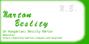 marton beslity business card